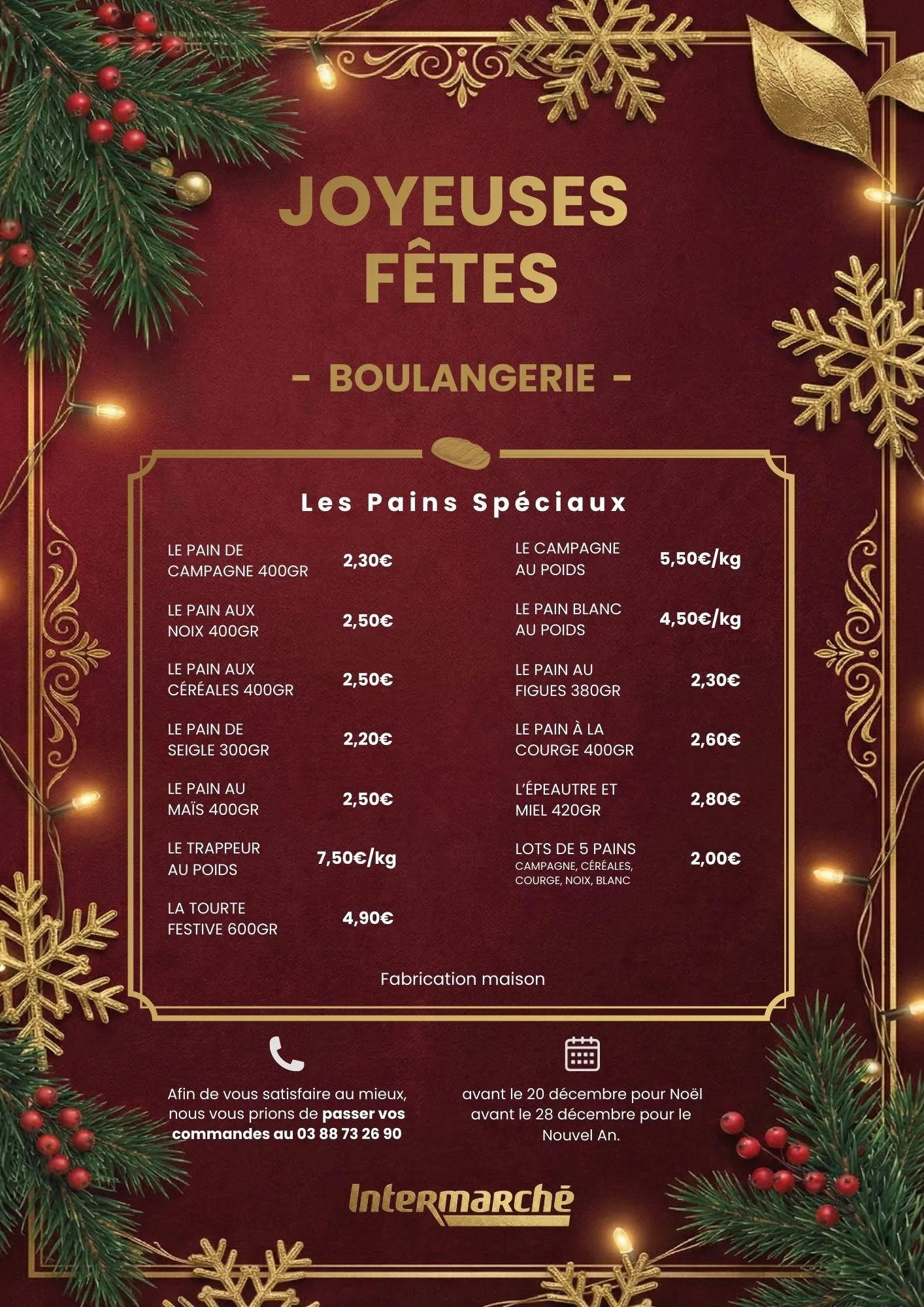 Affiche de Noël Intermarché mettant en avant les prix